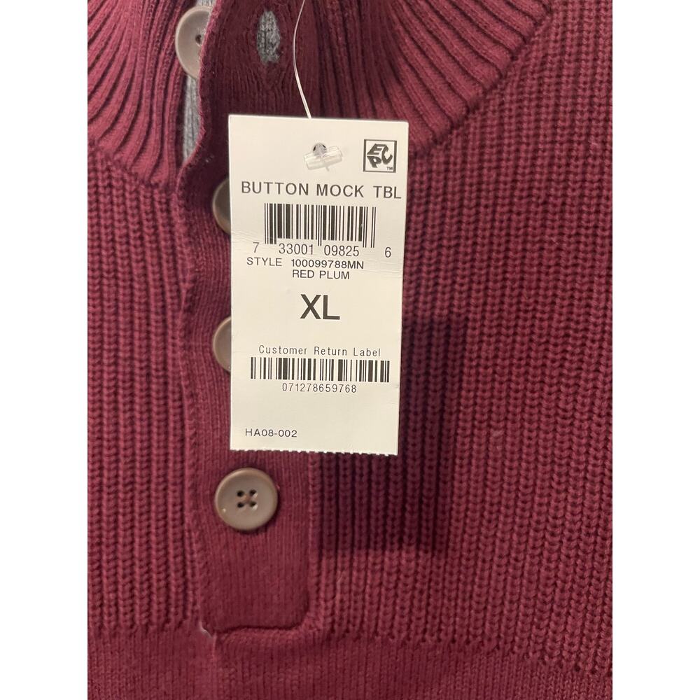 Club Room Mens Mock Neck Pullover Sweater Red Plum Size XL - Picture 3 of 5
